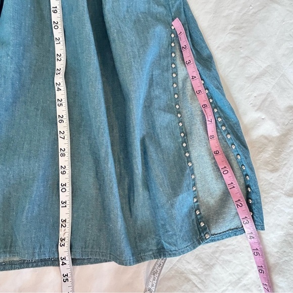 SPENCER CREATION Denim Studded Western Tiered Full Maxi Skirt Womens Size M/L - Picture 9 of 9